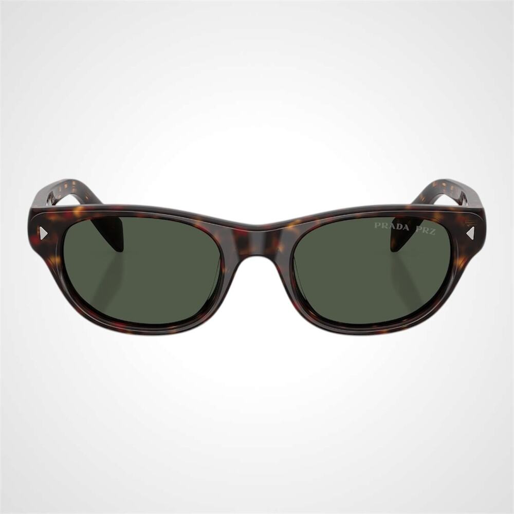 New PRADA Sunglasses Brown Havana Polarized Logo Cat Eye Square Grey Lens 50mm - Picture 2 of 6